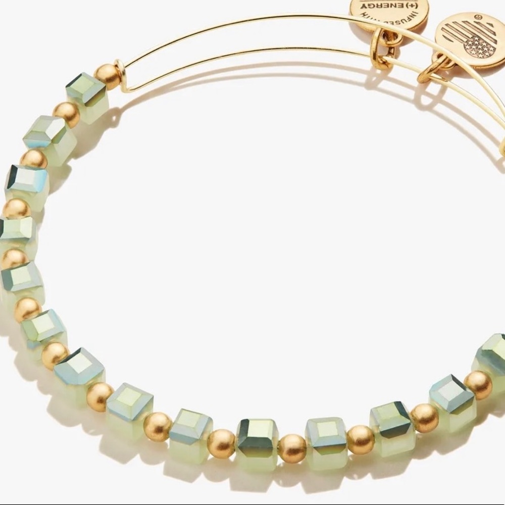 ALEX AND ANI Victorian Beaded Bangle Fern Green
